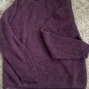 Elegant Plum Roll Neck/Turtleneck Sweater Alpaca Wool